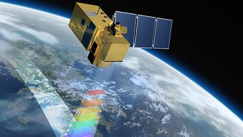 Der Erdbeobachtungssatellit Sentinel-2 der Europäischen Weltraumorganisation im Weltraum