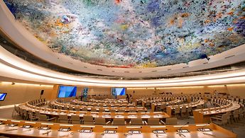 Der Saal der Menschenrechte und der Allianz der Zivilisationen im Palais des Nations, Sitz des Büros der Vereinten Nationen (UNOG)