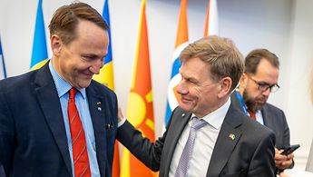 Foreign Minister Johann Wadephul and Poland's Foreign Minister Radosław Sikorski - here at a meeting in Lwiw