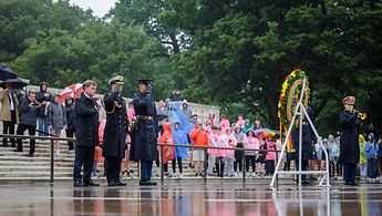 Foreign Minister Johann Wadephul during the wreath-laying ceremony at Arlington National Cemetery. Washington, 28 May 2025